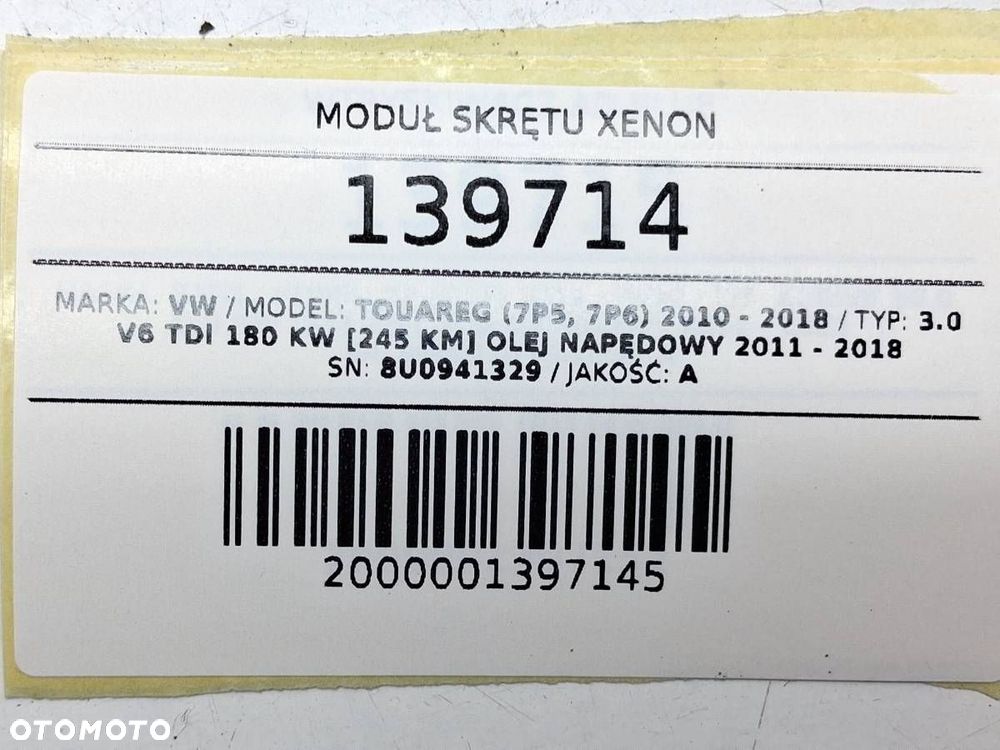 MODUŁ PRZETWORNICA SKRĘTU XENON VW TOUAREG II 7P 8U0941329 - 4