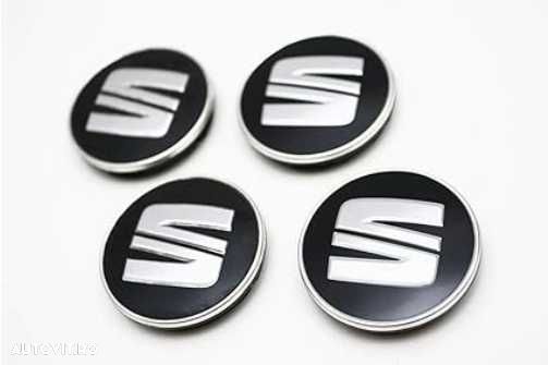 Set 4 Embleme Capace Roti Sigle Jante Seat 56mm, Negru, 5F0601171 - 2