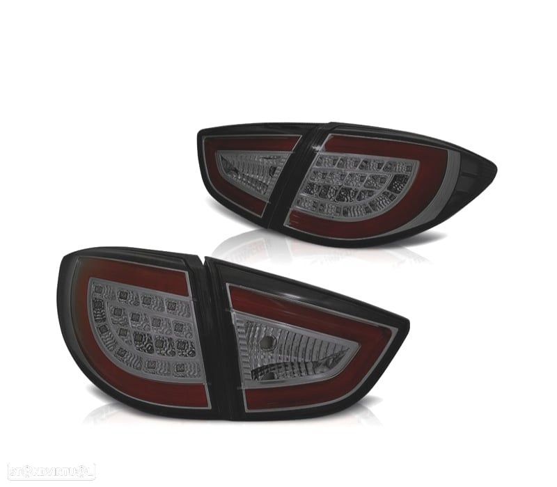 FAROLINS TRASEIROS PARA HYUNDAI IX35 10-13 LIGHT BAR FUNDO PRETO FUMADO - 1