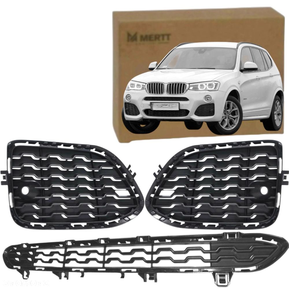 BMW X3 F25 2014-2017 M PAKIET ATRAPY KRATKI ZAŚLEPKI ZDERZAKA HALOGENU - 1