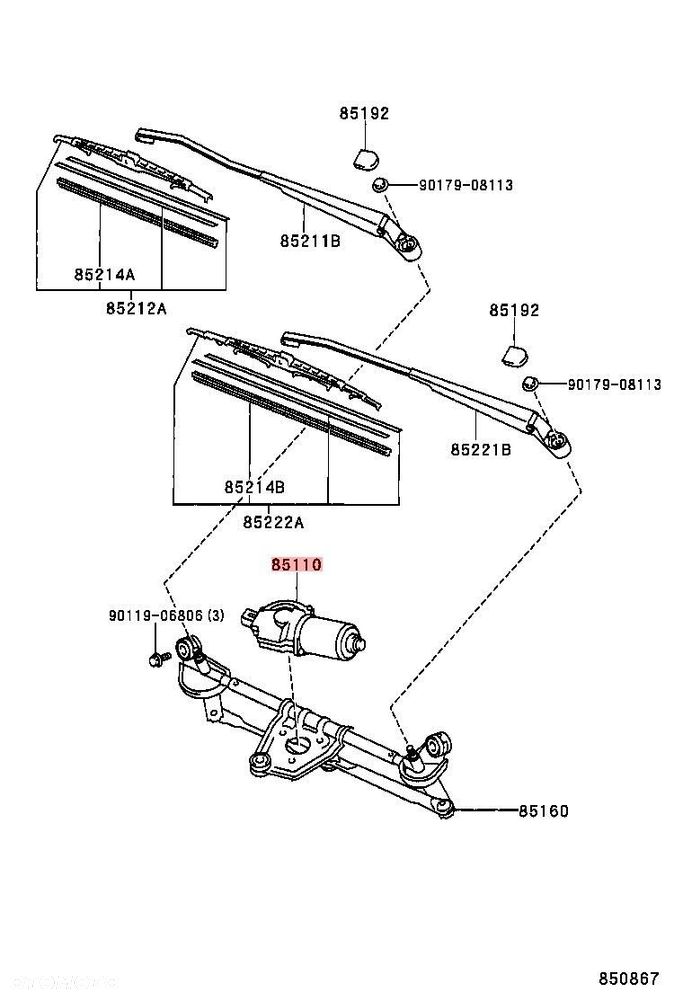 MECHANIZM WYCIERACZEK PRZEDNICH TOYOTA YARIS I LIFT 85110-0D020 404652 - 2