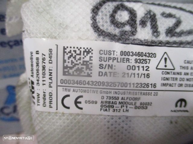 Airbag Banco 00034604320  34206368B FIAT 500 2 FASE 1 2009 1.3JTD 75CV 3P BRANCO ESQ - 4