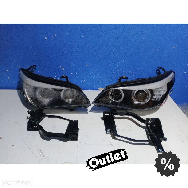 R145032C3 FARÓIS XENON BMW SÉRIE 5 E60 05-07 OLHOS DE ANJO CCFL FUNDO NEGRO - 7