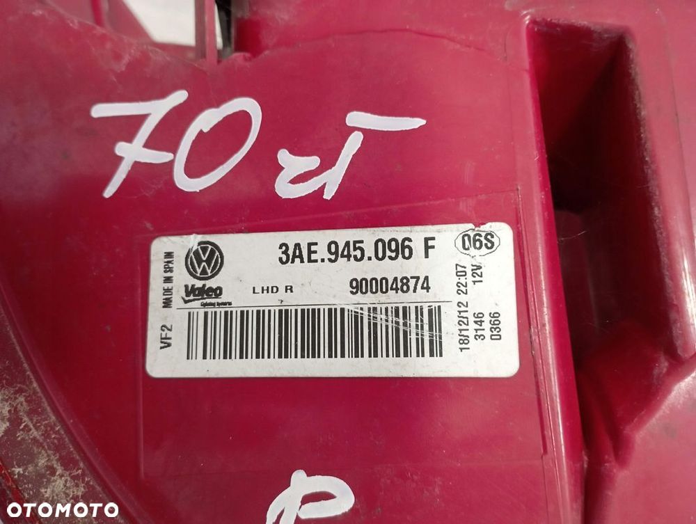 VW PASSAT B7 SEDAN LAMPA PRAWA TYŁ TYLNA EUROPA 3AE945096F - 3