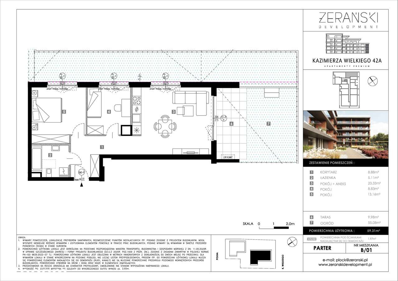 Mieszkanie, 59,31 m², Płock