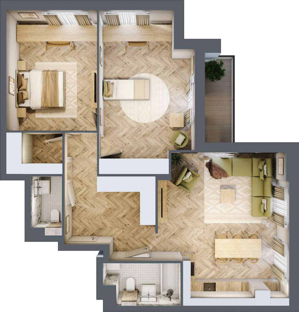 3-pokojowe 86,80m2 Warszawa|Stare Włochy | klimatyzacja | balkon - Pełny obrazek: 3/23
