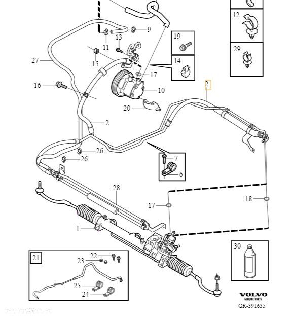 VOLVO XC90 V8 przewod cisnieniowy ukladu wspomagania kierownicy OE 31340945 - 3