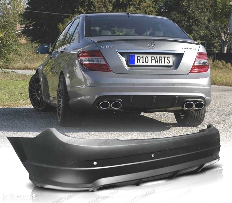 PARA-CHOQUES TRASEIRO MERCEDES CLASE C W204 07-11 LOOK AMG SAIDA DUPLA - 1