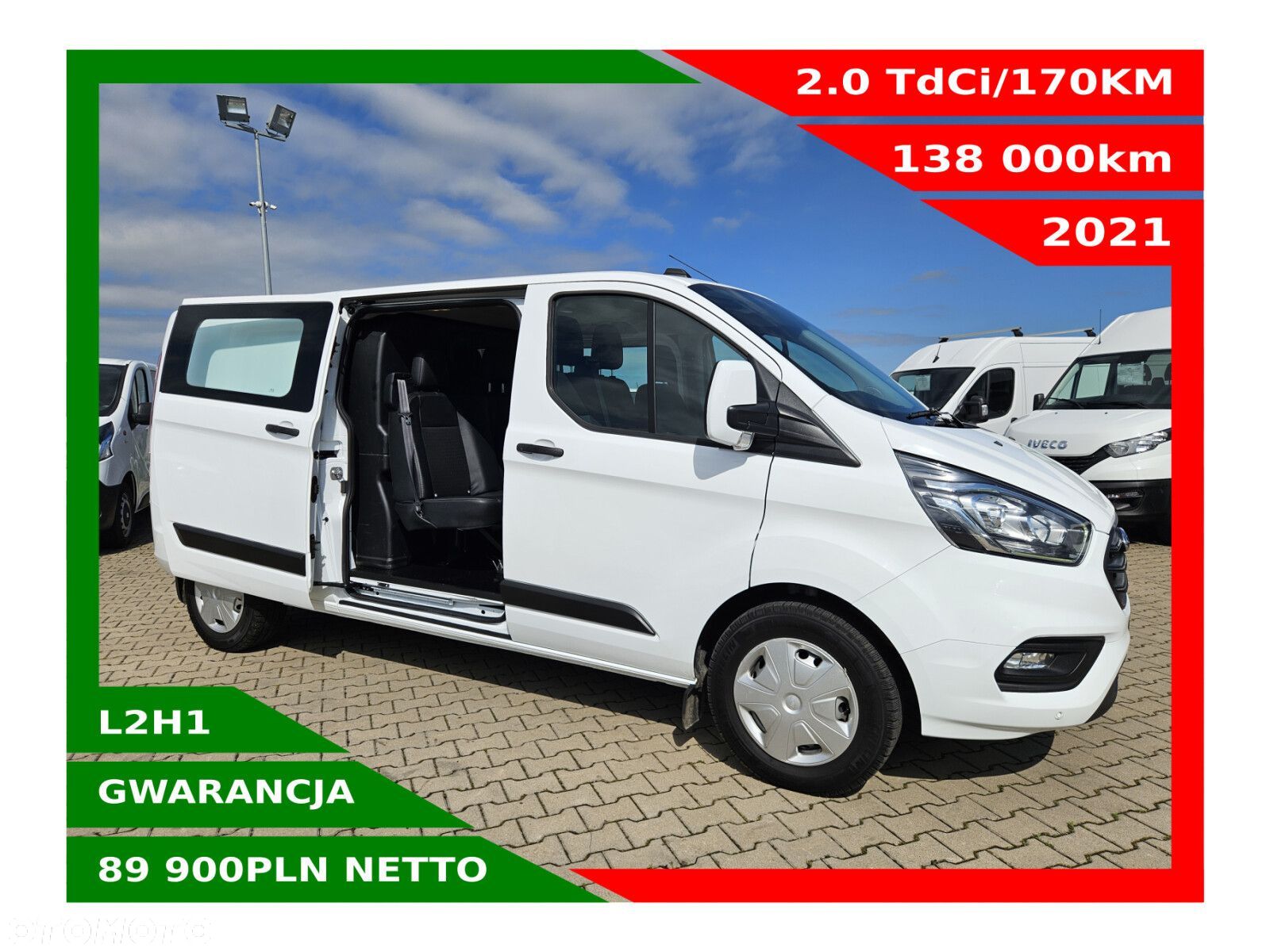 Ford transit-custom L2H1 *89900zł NETTO* Brygadówka 6 osób 2.0TdCi/170KM - 1
