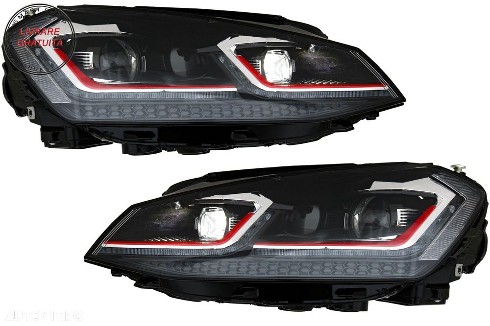 Faruri LED Bi-xenon Look VW Golf 7 VII (2012-2017) Facelift G7.5 GTI Design cu Sem- livrare gratuita - 6