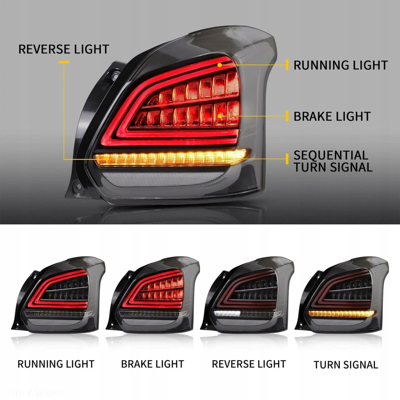 Lampy tyl ne kpl Vland Full Led Neon Tuning Suzuki Swift V 5 VI 6 2017-2023 - 3