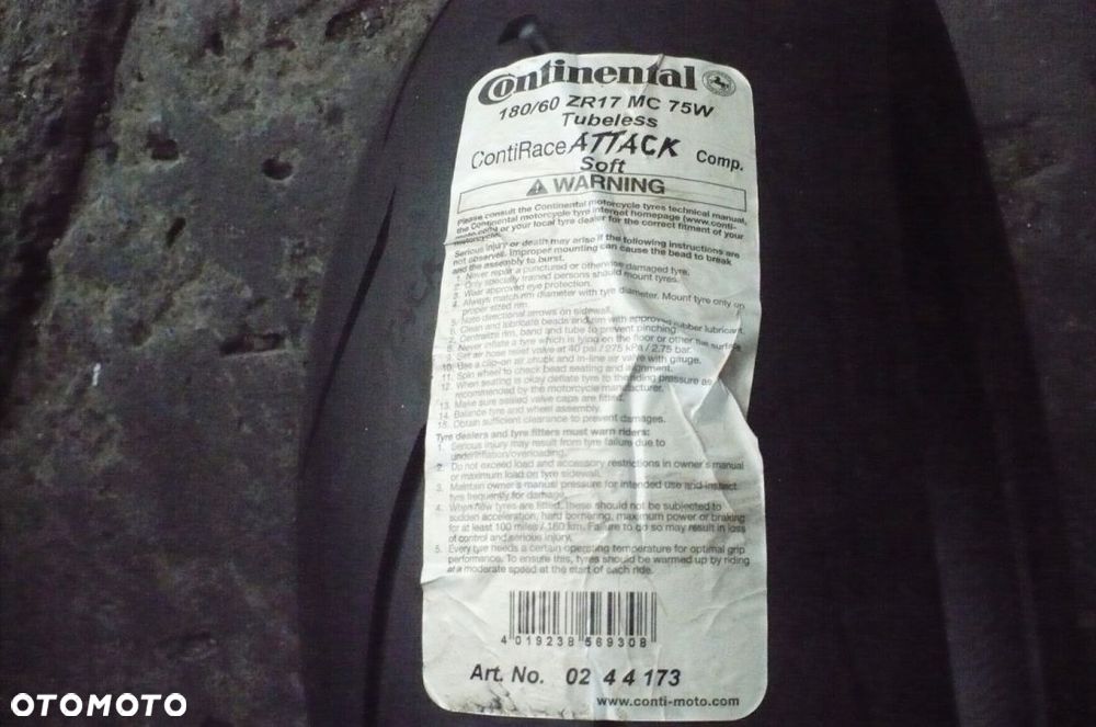 180/60ZR17 180/60R17 Continental ContiRaceAttack - 1