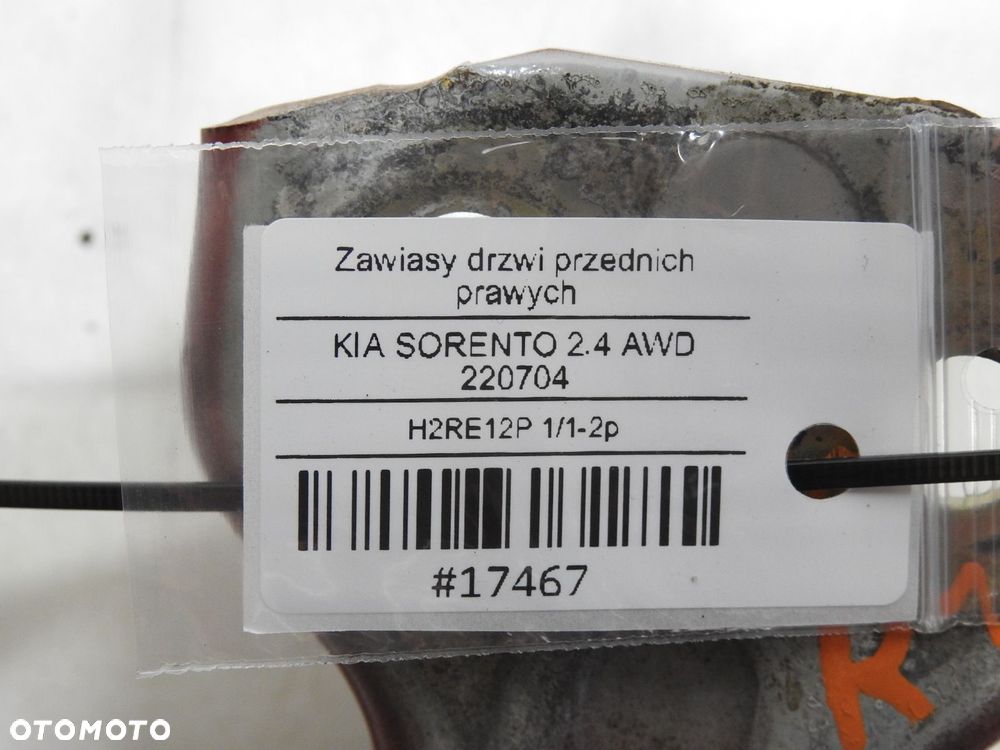 ZAWIAS ZAWIASY DRZWI PRAWY PRZÓD R1 KIA SORENTO I - 6