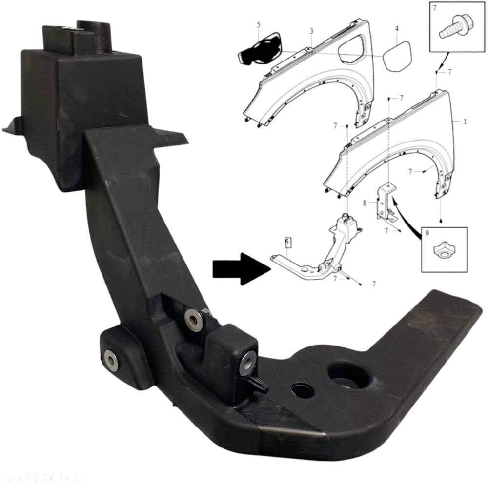 WSPORNIKA PRAWY mocowanie uchwyt błotnika wzmocnienie VOLVO XC40 II 2018+ - 1