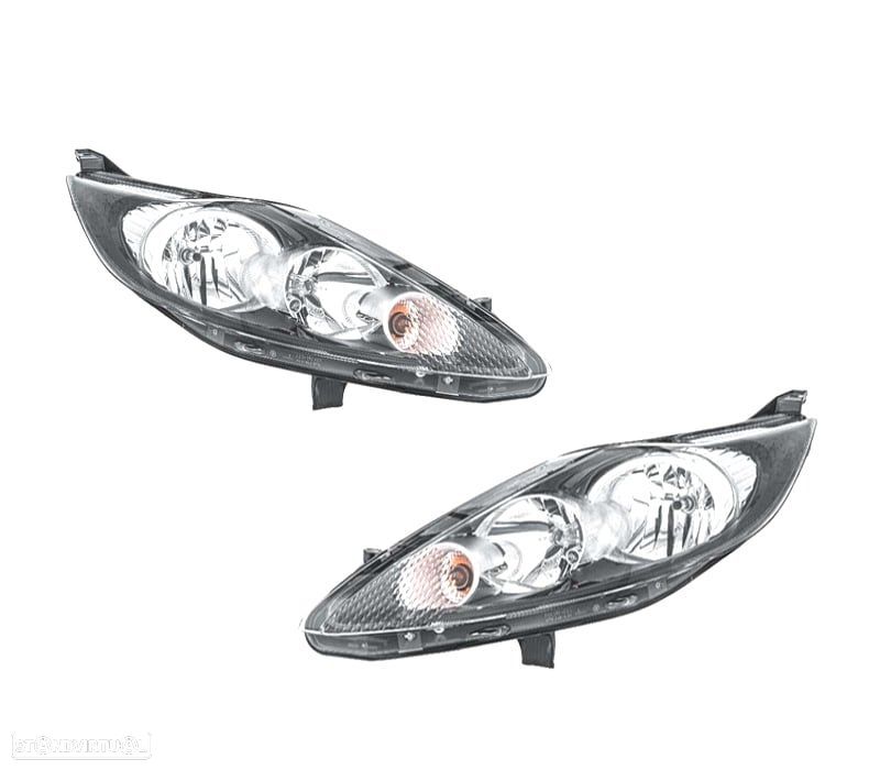 FARÓIS OPTICAS PARA FORD FIESTA MK7 3/5P 08-13 FUNDO PRETO - 1