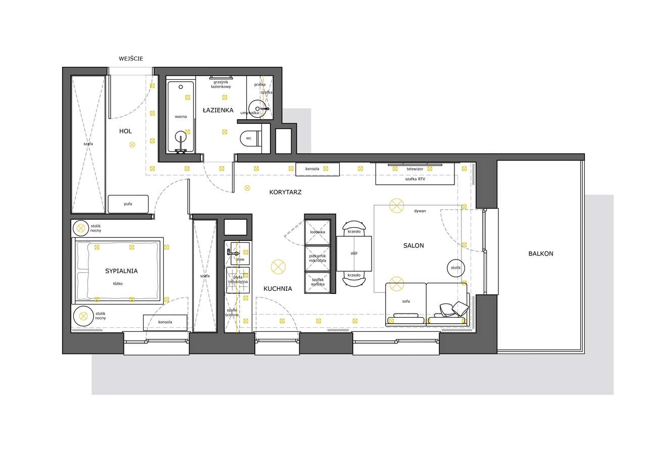 Do wynajęcia bardzo słoneczne mieszkanie o powierzchni 46 m².