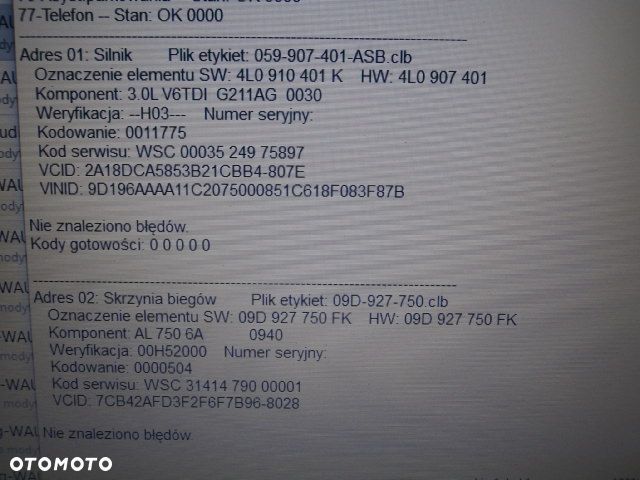 KOMPUTER AUDI Q7 4L0910401K 3.0TDI BUG 0281013691 STEROWNIK SILNIKA NOWY ImmoOff PlugPlay 4L0910401 - 4