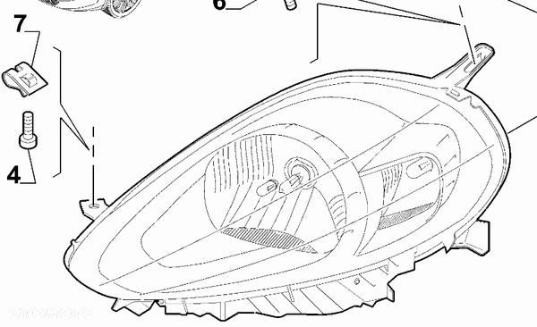 Nowy Reflektor Przedni Prawy / FIAT Punto '09-13