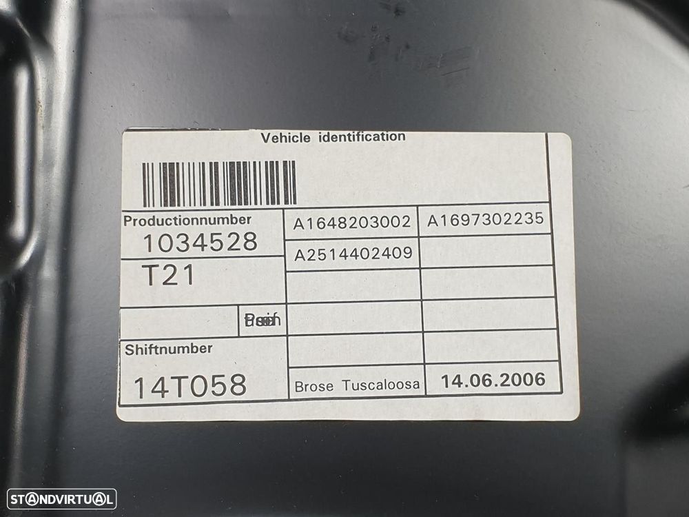 ELEVADOR DE VIDRO TRASEIRO DIREITO MERCEDES-BENZ CLASSE R 2005 - 2