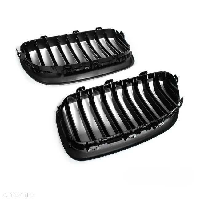 Grile Bara Fata Nari Simple BMW Seria 5 F10 F11, Negru Lucios - 4