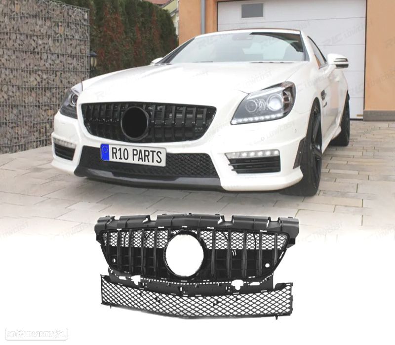 GRELHA FRONTAL MERCEDES SLK R172 11-15 PRETO BRILHANTE LOOK GT-R - 1