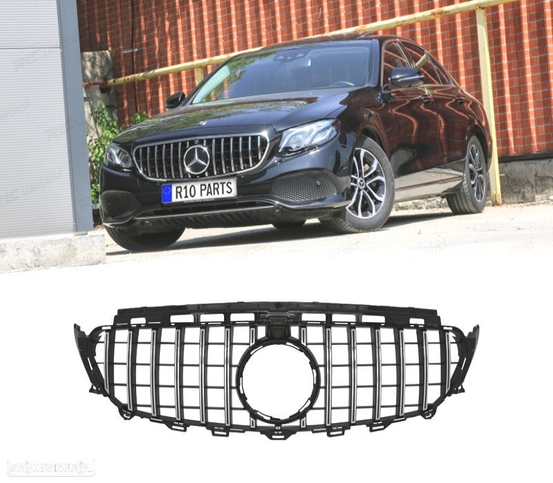 GRELHA FRONTAL MERCEDES W213 16-19 AMG GTR PRETO CROMADO - 1
