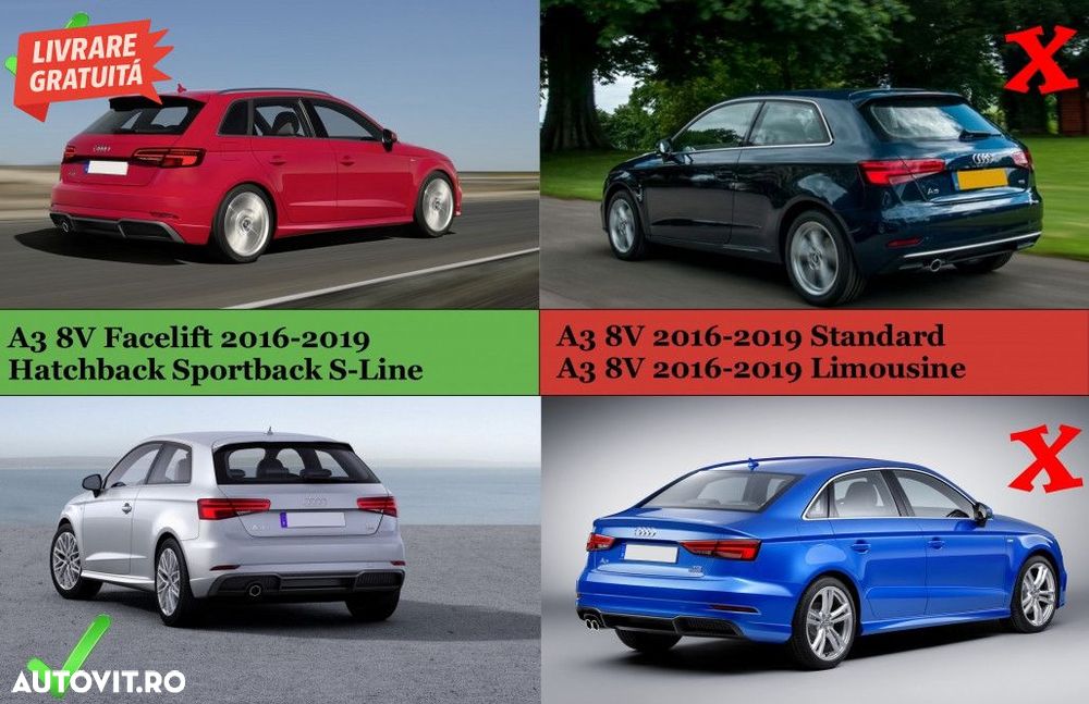 Difuzor Bara Spate Audi A3 8V Facelift (2016-2019) Hatchback Sportback - 8