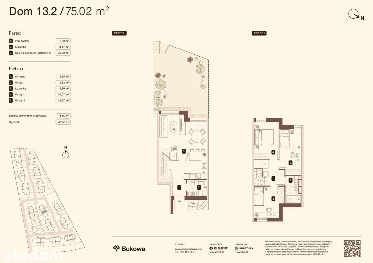 Mieszkanie na sprzedaż, 4 pokoje, 75 m², Modlnica