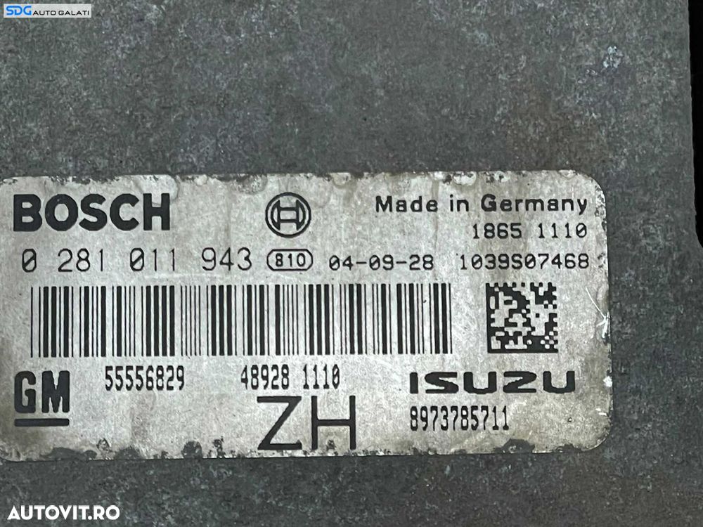 ECU Calculator Motor Bosch ISUZU Opel Astra H 1.7 CDTI 2004 - 2010 Cod 55556829 0281011943 [LR0169] [LR0170] - 2