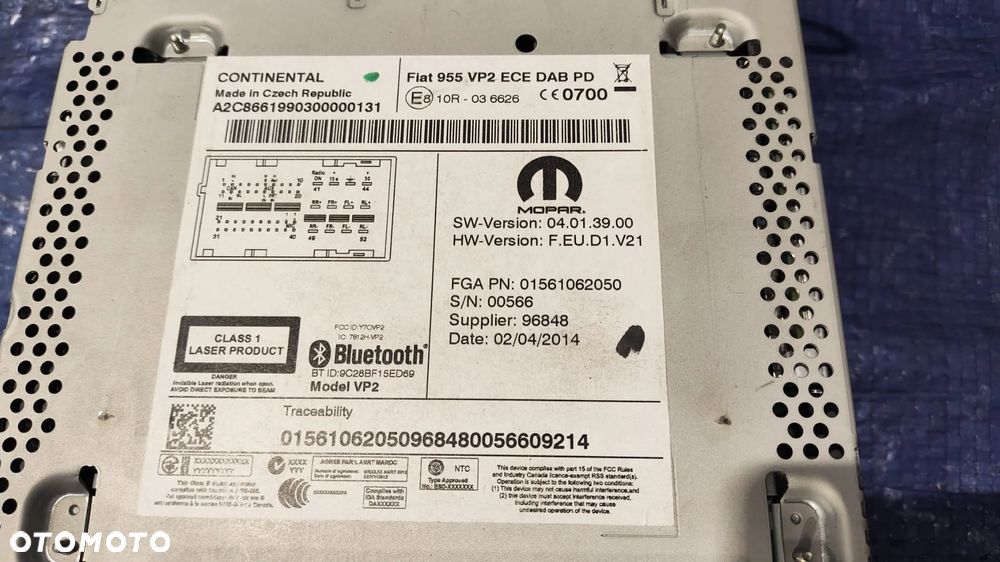 RADIO FABRYCZNE BLUETOOTH WYŚWIETLACZ FIAT 955 VP2 ECE DAB PD 01561062050 ALFA ROMEO MITO - 2