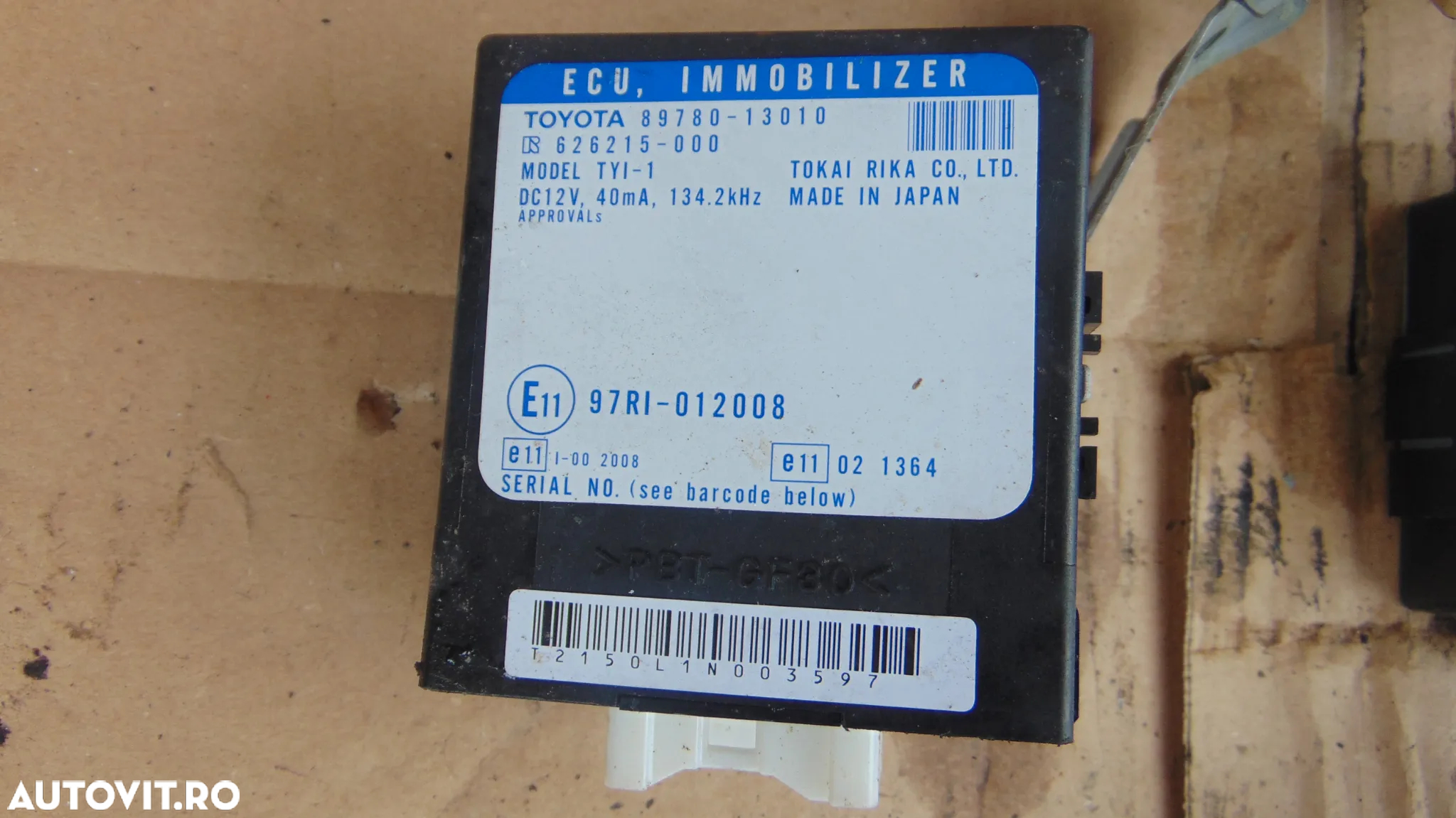 Kit pornire toyota corolla verso 2.0 ecu calculator motor releu imobilizator modul contact cu cheie - 4