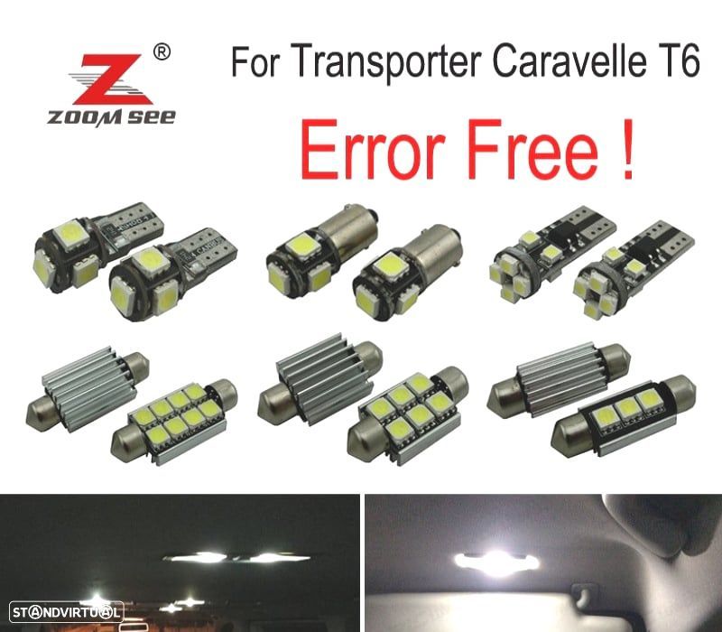 KIT COMPLETO DE 19 LÂMPADAS LED INTERIOR PARA VOLKSWAGEN VW CARAVELLE MK6 T6 2016-2018 - 1