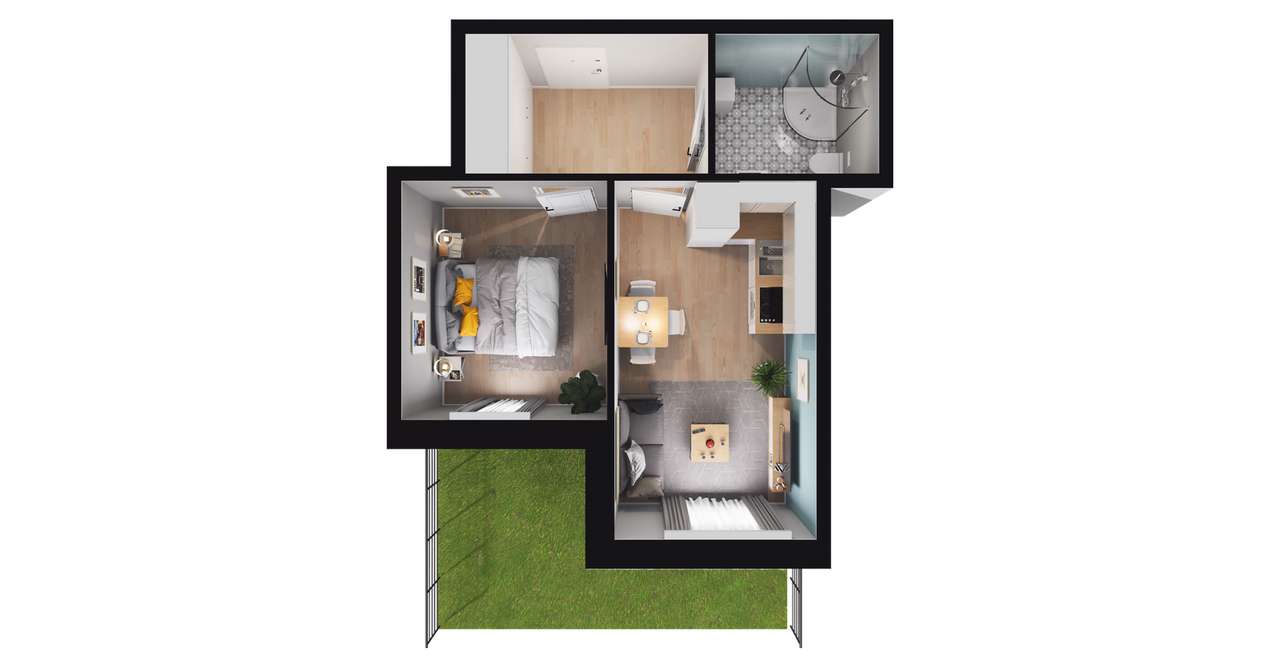 2-pokojowy apartament inwestycyjny 29m2 + ogródek - Pełny obrazek: 2/9