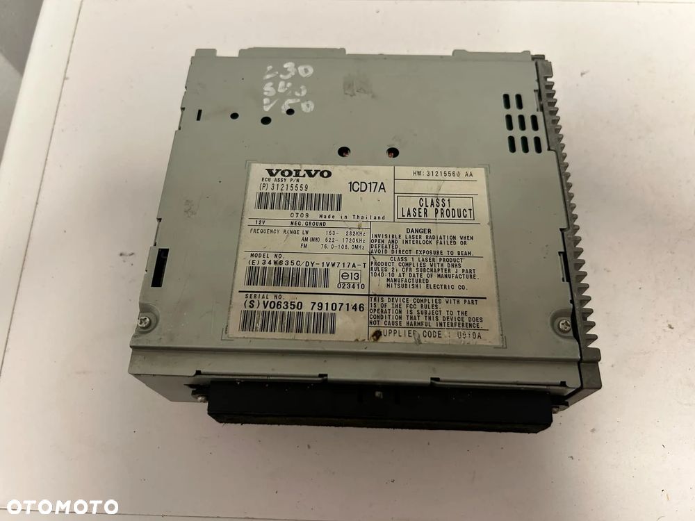 RADIOODTWARZACZ CZYTNIK CD 31215559 VOLVO C30 06- V50 S40 II EUROPA - 2
