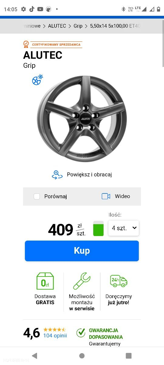 5x100 14 alutec nowe/demo alufelgi fabia seat itp - 6