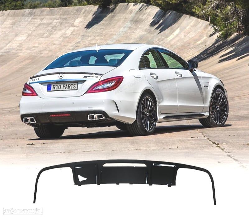 DIFUSOR MERCEDES CLS C218 15-18 LOOK C63 AMG PRETO BRILHANTE - 1