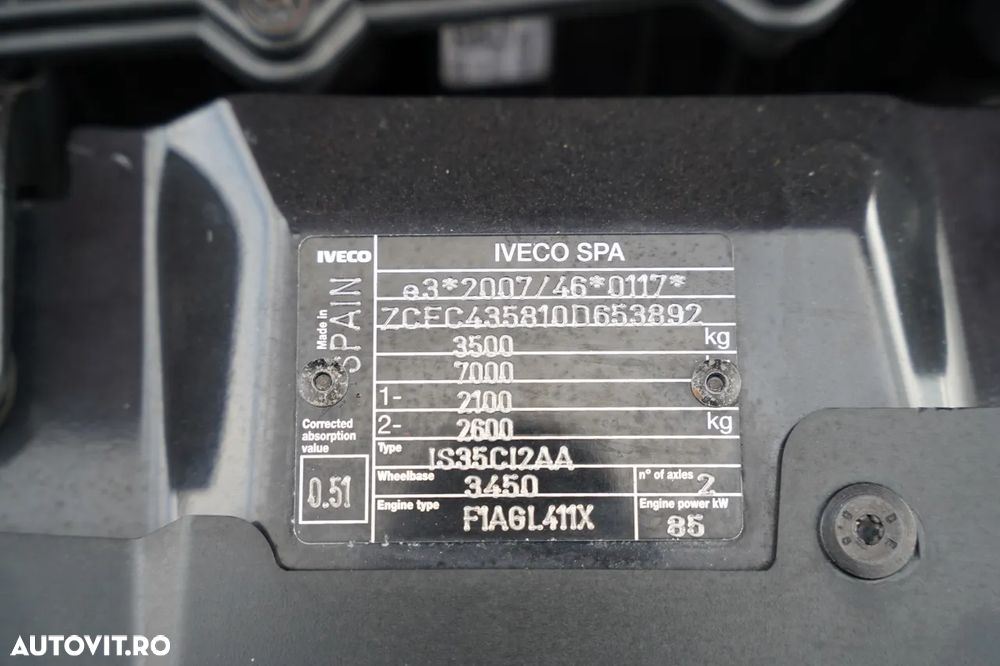 Iveco DAILY 35-120 / BASCULABILĂ - 2,8 M / BASCULARE SPATE / ROȚI DUBLE PE SPATE / MANUALĂ / IMPORT / - 37