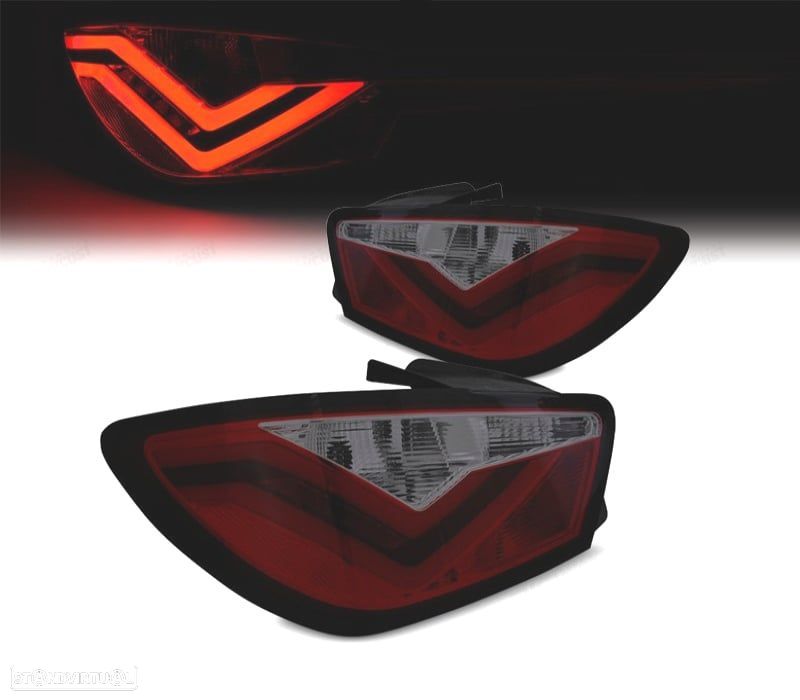 FAROLINS TRASEIROS PARA SEAT IBIZA 08-12 LIGHT BAR FUNDO VERMELHO FUMADO 3 PORTAS - 1
