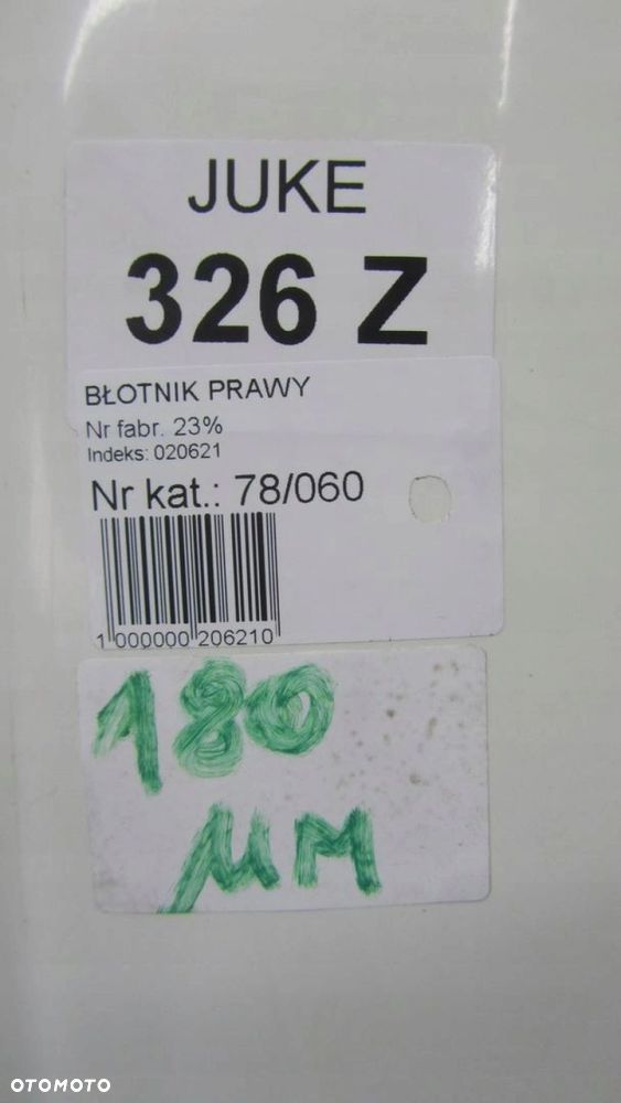 NISSAN JUKE F15 BŁOTNIK PRAWY PRZÓD 326 Z 10- - 6