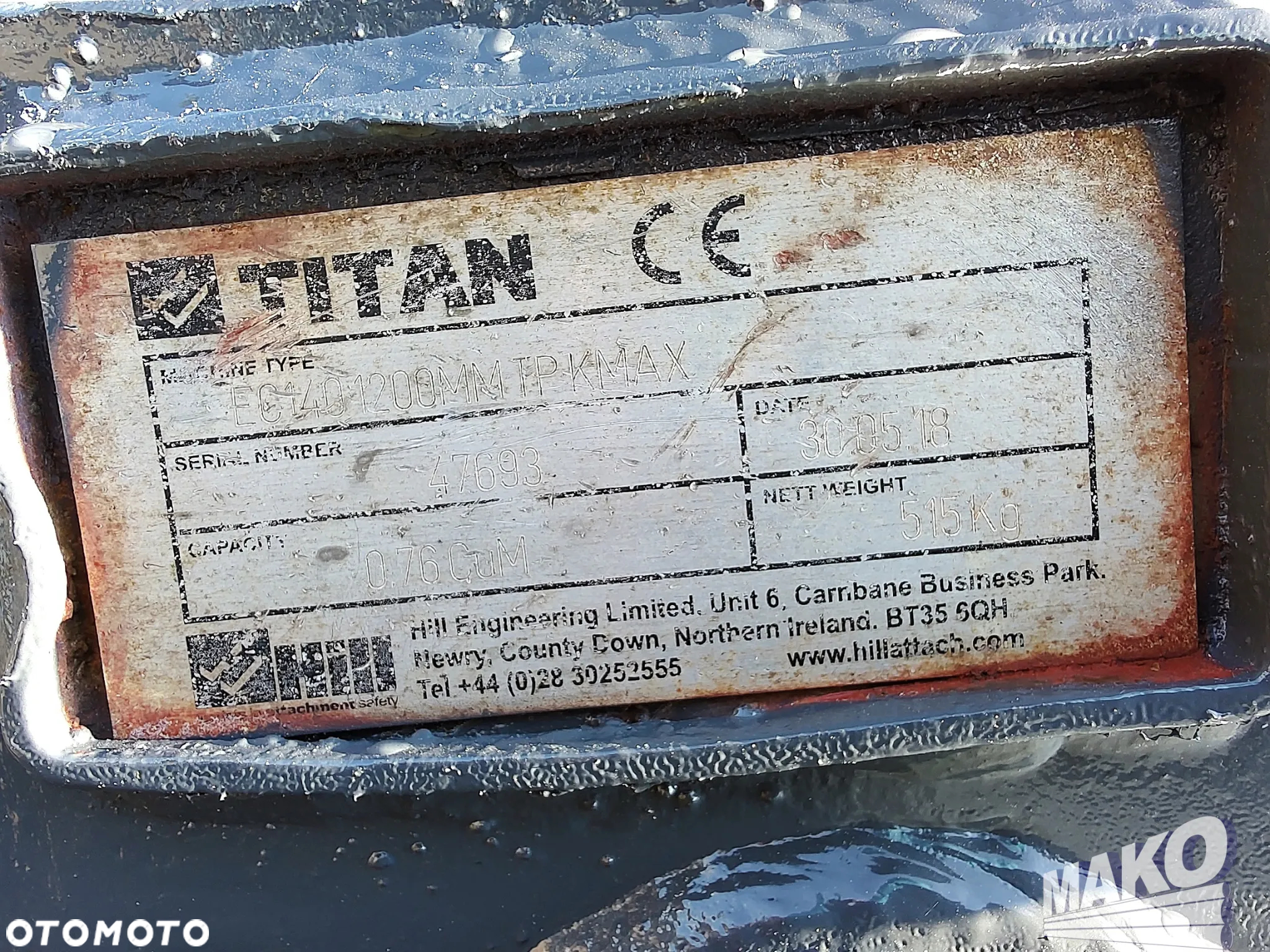 Łyżka HILL Titan 120cm do koparki Miller fi 65 - 6