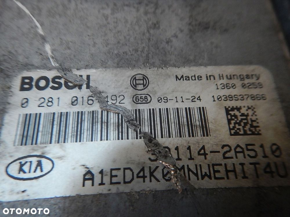 sterownik komputer kia ceed i lift 1.6 crdi 39114-2a510 0281016492 - 5