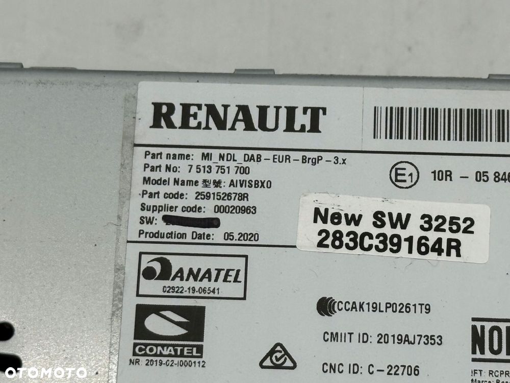 panel / radioodtwarzacz cd/dvd/gps renault clio v 2022 7513751700 - 6