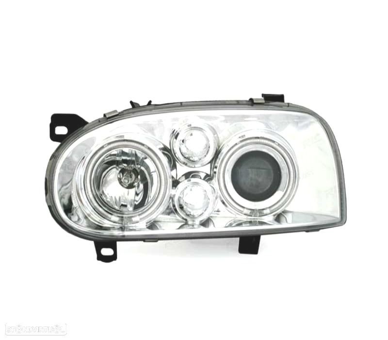 FARÓIS ANGEL EYES VOLKSWAGEN VW GOLF 3 MKIII 91-97 FUNDO CROMADO - 3