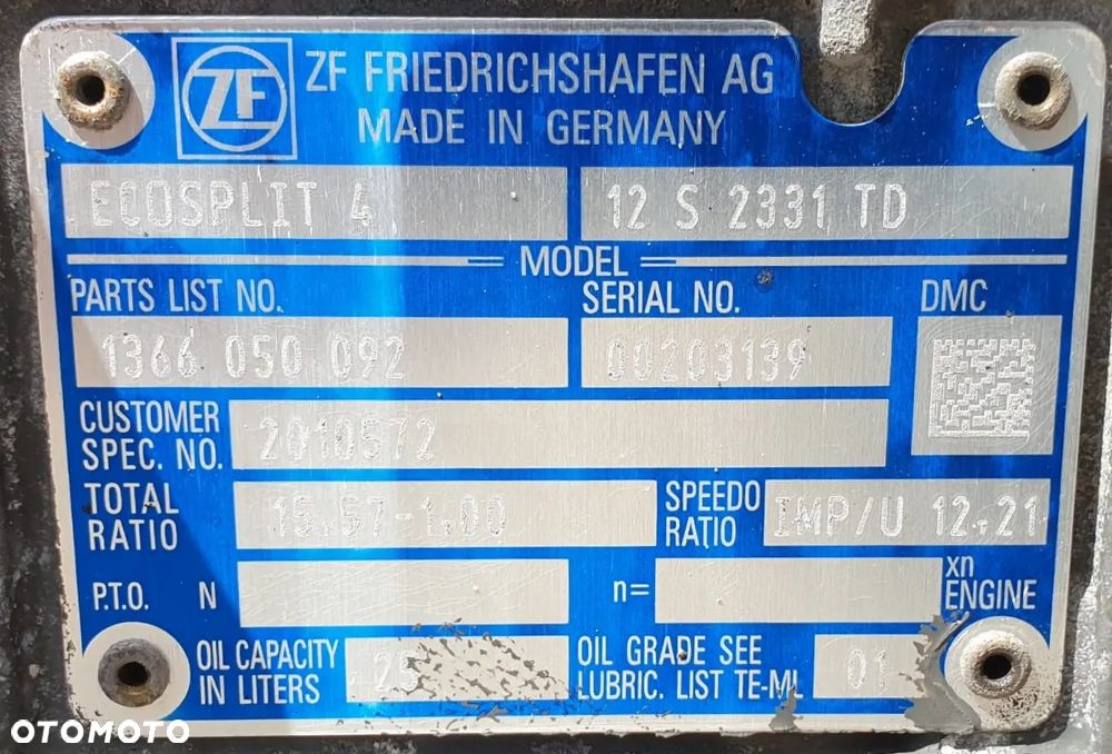 SKRZYNIA BIEGÓW ECOSPLIT 4 Z RETARDEREM DAF XF EURO 6 12S2331TD 15,57-1,00 MANUALNA - 8