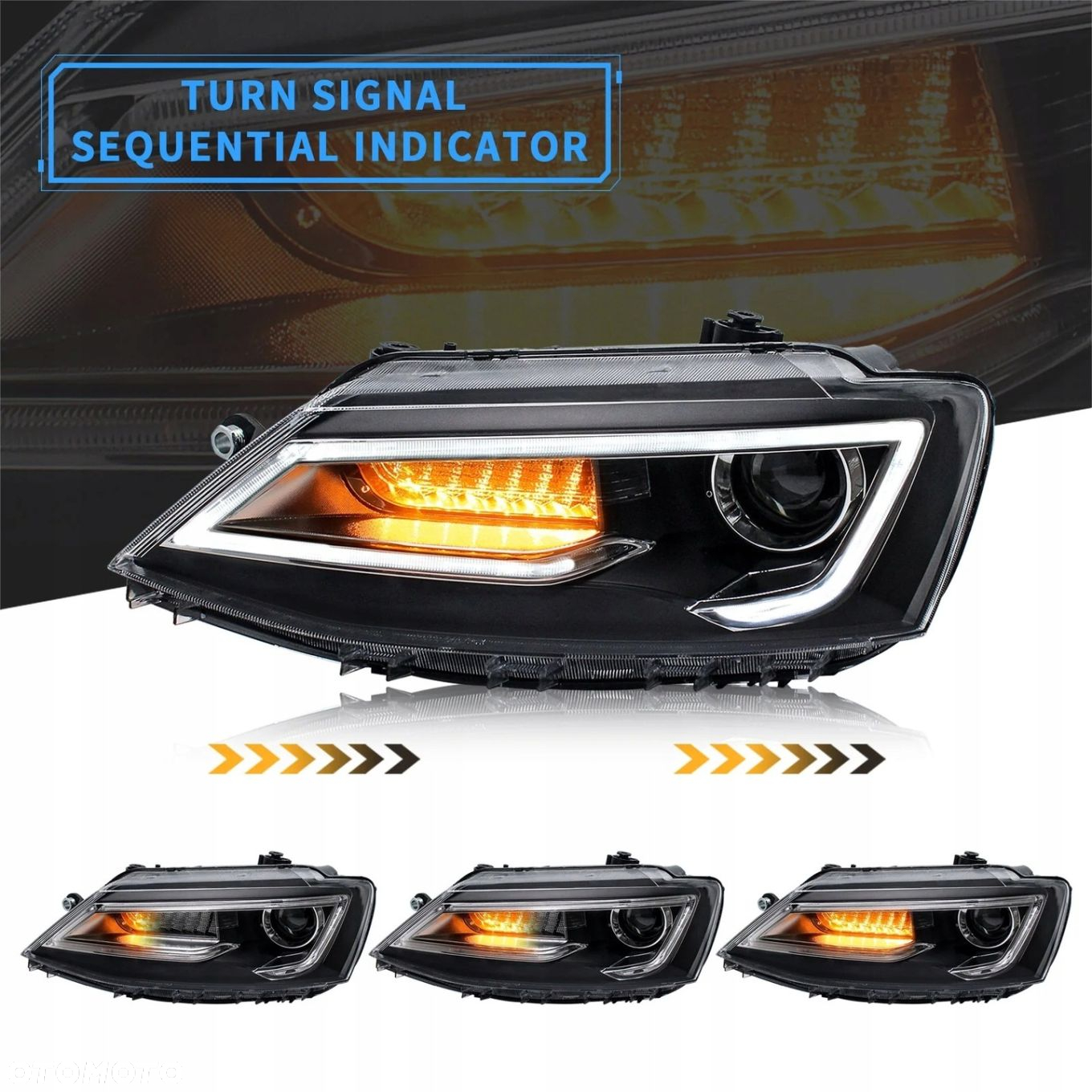 Reflektory Lampy kpl Vland Led Neon Tuning Black VW Jetta VI 5c 6 2010-2018 - 6