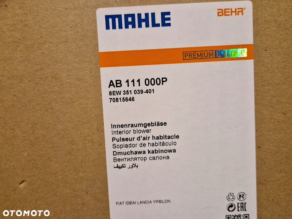 Fiat Idea Lancia Y Mahle AB 111 000P Wentylator SILNIK DMUCHAWY NAGRZEWNICY - 4