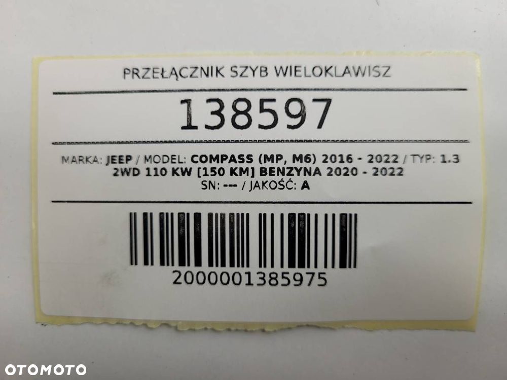 PRZEŁĄCZNIK PANEL SZYB PRZÓD LEWY JEEP COMPASS II EU - 6