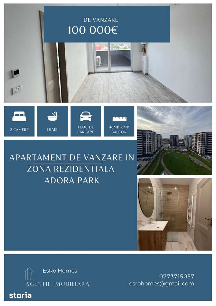 Apartament Nou de vanzare 2 camere Adora Park Arad — fotografia 1