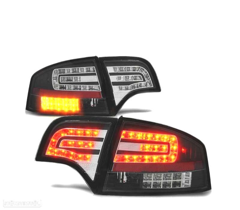 FAROLINS TRASEIROS LED AUDI A4 B7 SEDAN 04-08 PRETO - 1