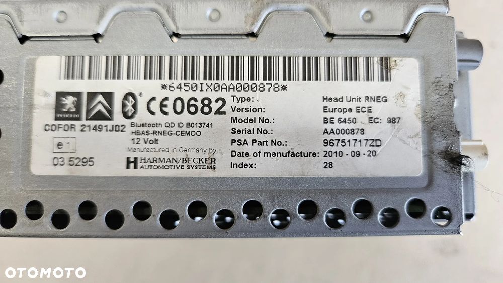 Citroen C3 C4 C5 Peugeot 208 308 5008 Radio CD RNEG1  96751717ZD 96661984XT - 14